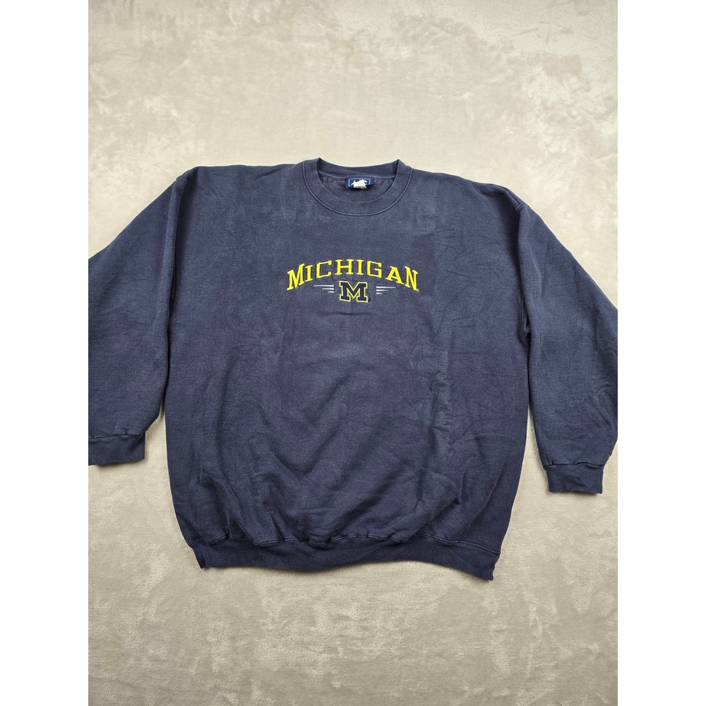 Vintage Michigan Wolverines Sweatshirt Mens XL‎ Blue Fleece Crewneck Pullover